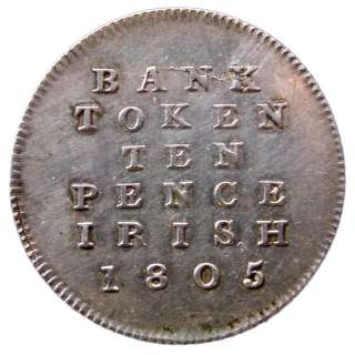 IRELAND. George III. Bank Token. 10 Pence 1805. High grade (ID#4752 