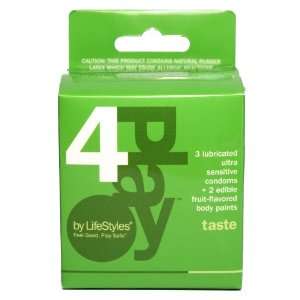 4PLay by Lifestyles Taste, 3 Lubricated Ultra Sensitive Condoms + 2 