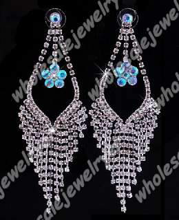 Lot2pair rhinestone&alloy 118*40mm dangle prom Earring  