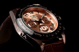   Watch Speedway Chrono Rose Tone Dial Brown Leather Model 10711  