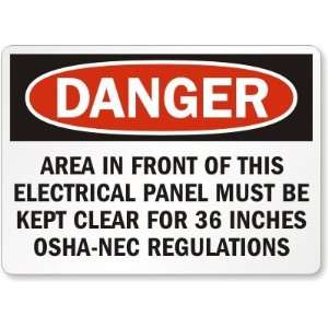  Danger: Area In Front Of This Electrical Panel Must Be 