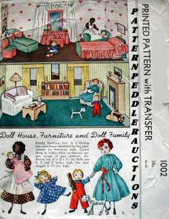 1940s McCALL Doll Furniture & Family Fabric Pattern WOW  