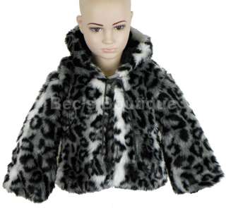 Girls Hooded Jackets Coats Faux Animal Fur Childrens Winter Clothing 