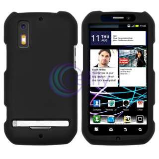 Black Snap On Rubber Coated Hard Case Cover for Motorola Photon 4G 
