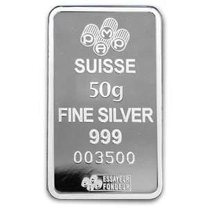  Pamp Suisse 50 Gram   1.6077 oz Silver Bar .999 Fine (In 