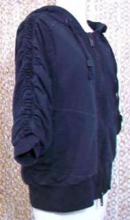 STELLA MCCARTNEY Adidas Black Hooded Zip Up Ruched Sweatshirt Hoodie 