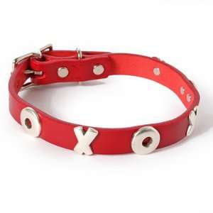  XOXO Leather Dog Collar 20 BLUE
