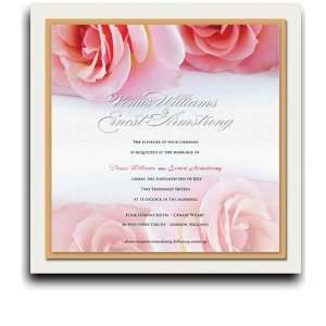  275 Square Wedding Invitations   Pink Rose Twins