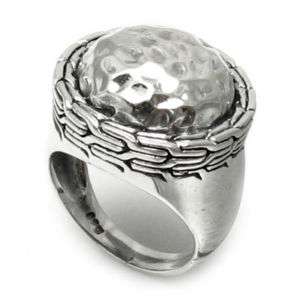 Sterling Silver Framed Hammered Ball Ring O5 1461  