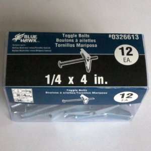    Blue Hawk 12 Pack 1/4 x 4 Toggle Bolts 7162