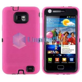 Black Hard Pink TPU Case+Charger+Privacy LCD+USB For Samsung Galaxy S 