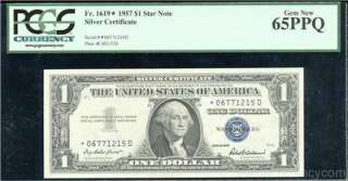   1957 $1 Silver Certificate * D STAR PCGS 66PPQ GEM Fr 1619*!!!  