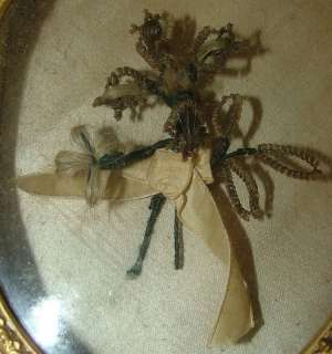 Victorian Woven HAIR Gilt Gesso Wood Shadowbox Frame  