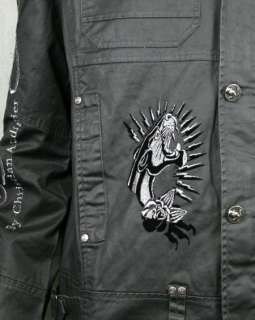 Ed Hardy Mens Panther Rose Gray Jacket embroidered NWT  