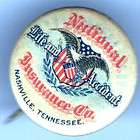 1890s pin National Life INSURANCE Co. pinback US Bald E