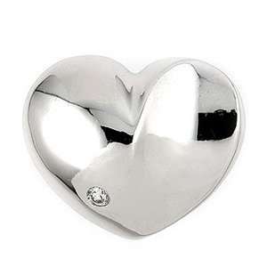  Sterling Silver Large Heart Ring with Cubic Zirconia 
