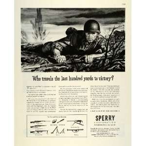 1944 Ad Sperry WWII Air Force Navy Infantrymen Weapons Grenades Guns 