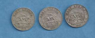 UK EAST AFRICA SILVER COINS 1 SHILLING 1925+1948+1950  