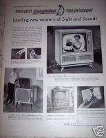 1956 PHILCO TV Big Screen Television w/ Phonograph ad  