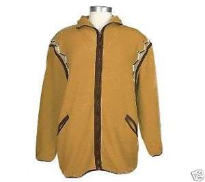 Bob Mackies Embellished Fleece Zip Front Jacket Brown S  