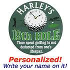   wooden clock sign handcrafted 19th hole golf players round