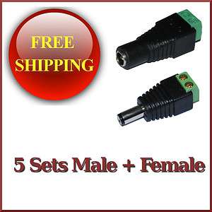 sets Male and Female 2.1x5.5mm 2.1mm DC Power Jack Adapter Plug 