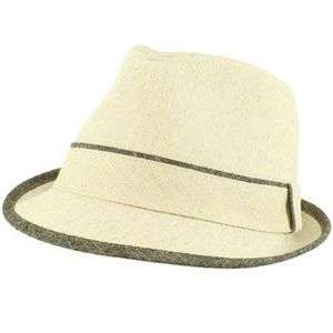 100% Cotton Summer 2 Tone Fedora Trilby Hat Natural LXL  