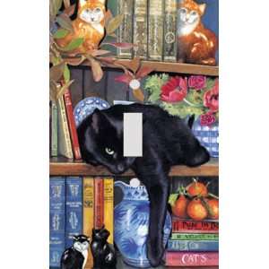  Cat on Bookshelf Decorative Switchplate Cover