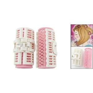   Home DIY Hair Curlers Pink White Rollers Clips: Health & Personal Care