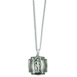   24in Rhodium Plated St. Florian Medal Necklace: Kelly Waters: Jewelry