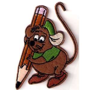  Gus mouse writing w pencil Iron On / Sew On Patch ~ Cinderella 