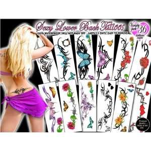  Temporary Tattoos Sexy Lower Back Variety Pack, 36 Tattoos 