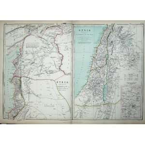  1872 Blackie Geography Maps Syria Palestine Hauran Gulf 