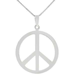  Sterling Silver Peace Sign Necklace: Jewelry