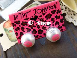 Betsey Johnson XOX Pearl Stud Earrings  