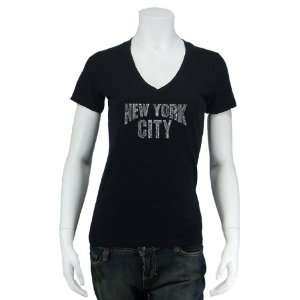Womens Black New York City V Neck Shirt XL   Created using some of 