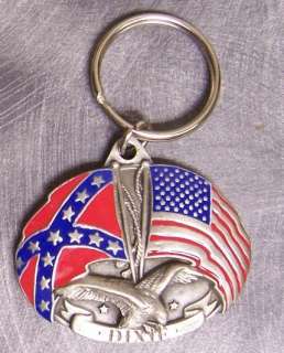Confederate States Key Ring USA & CSA Flags Crossed NEW  