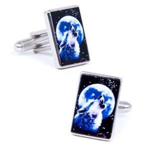 Wolf Howl At The Moon Cufflinks Cuff Links