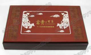 Rare 12 Chinese Lunar Zodiac Stamp Silver Coins Collection Set With 