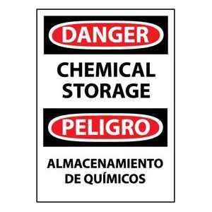 Bilingual Plastic Sign   Danger Chemical Storage:  