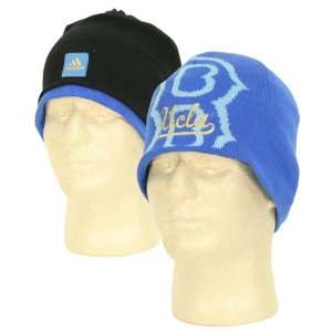   Reversible Fashion Winter Knit Hat   Blue / Black: Sports & Outdoors