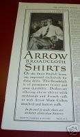 1926 Mens Arrow Broadcloth Shirt Vintage Fashion Ad  