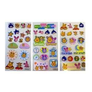  Assorted Winnie the Pooh Characters Stickers (3 Sheets 