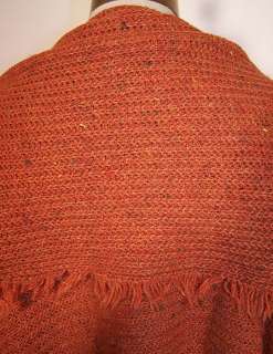   Movie Costume Victorian Orange Wool Knit Blanket Shawl Wrap  