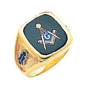  Solid Back Masonic 10 Karat Gold Ring: Jewelry