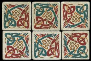 Old World Celtic Pattern Fine Art Accent Marble Tiles  