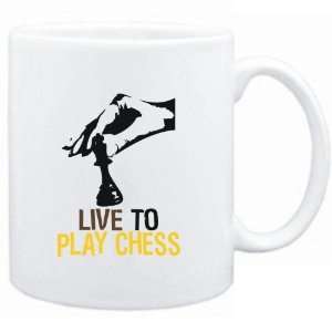  Mug White  LIVE TO play Chess  Sports