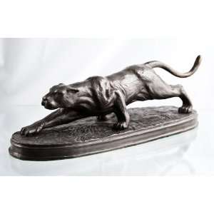    Solid Genuine Bronze Leopard Wild Cat Statue Figure: Home & Kitchen