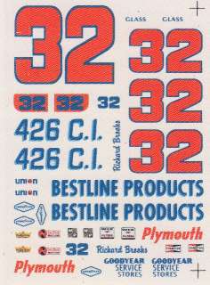32 Richard Brooks Bestline Products Plymouth Nascar 1/32 Slot Car 