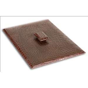  Brown Crocodile Embossed Leather Letter Tray Lid: Office 